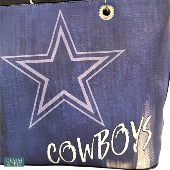The Bradford Exchange Dallas Cowboys Team Spirit Faux Leather Tote Bag Sporty - Picture 12 of 16